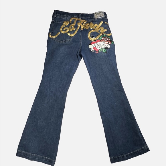 Ed Hardy Jeans Womens 32 True Love Fit & Flare Love Eternal Y2K Blue Denim - Picture 3 of 8